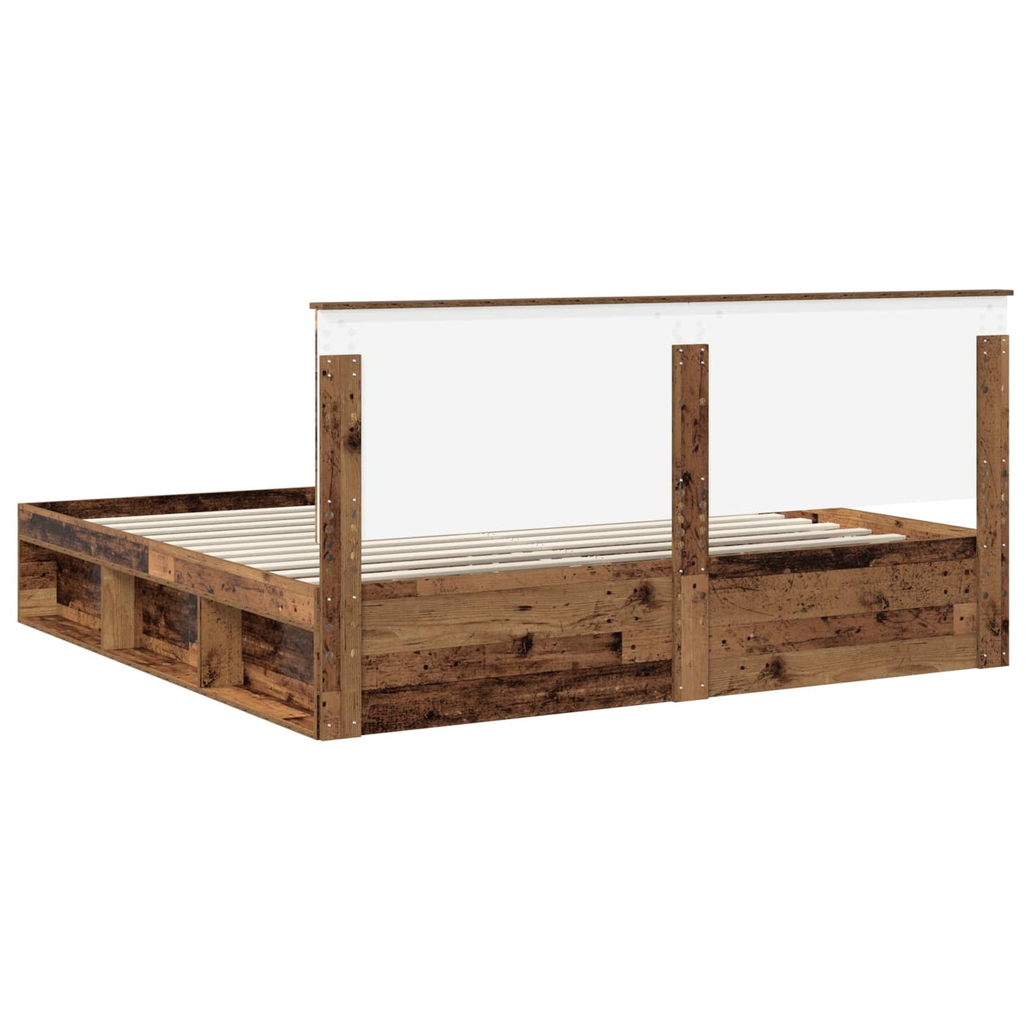 Bed Frame with Headboard Old Wood 200 x 200 cm Solid Pine Wood