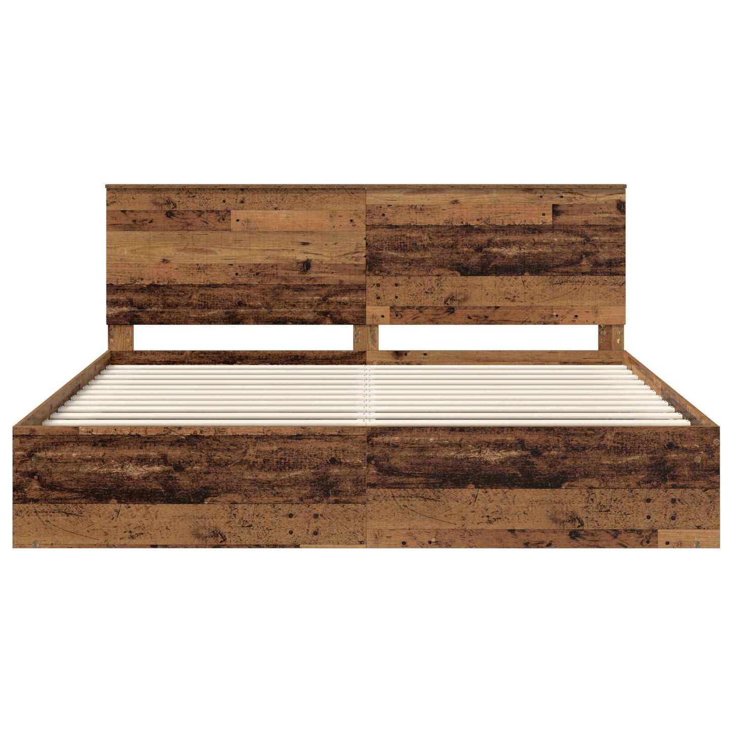 Bed Frame with Headboard Old Wood 200 x 200 cm Solid Pine Wood