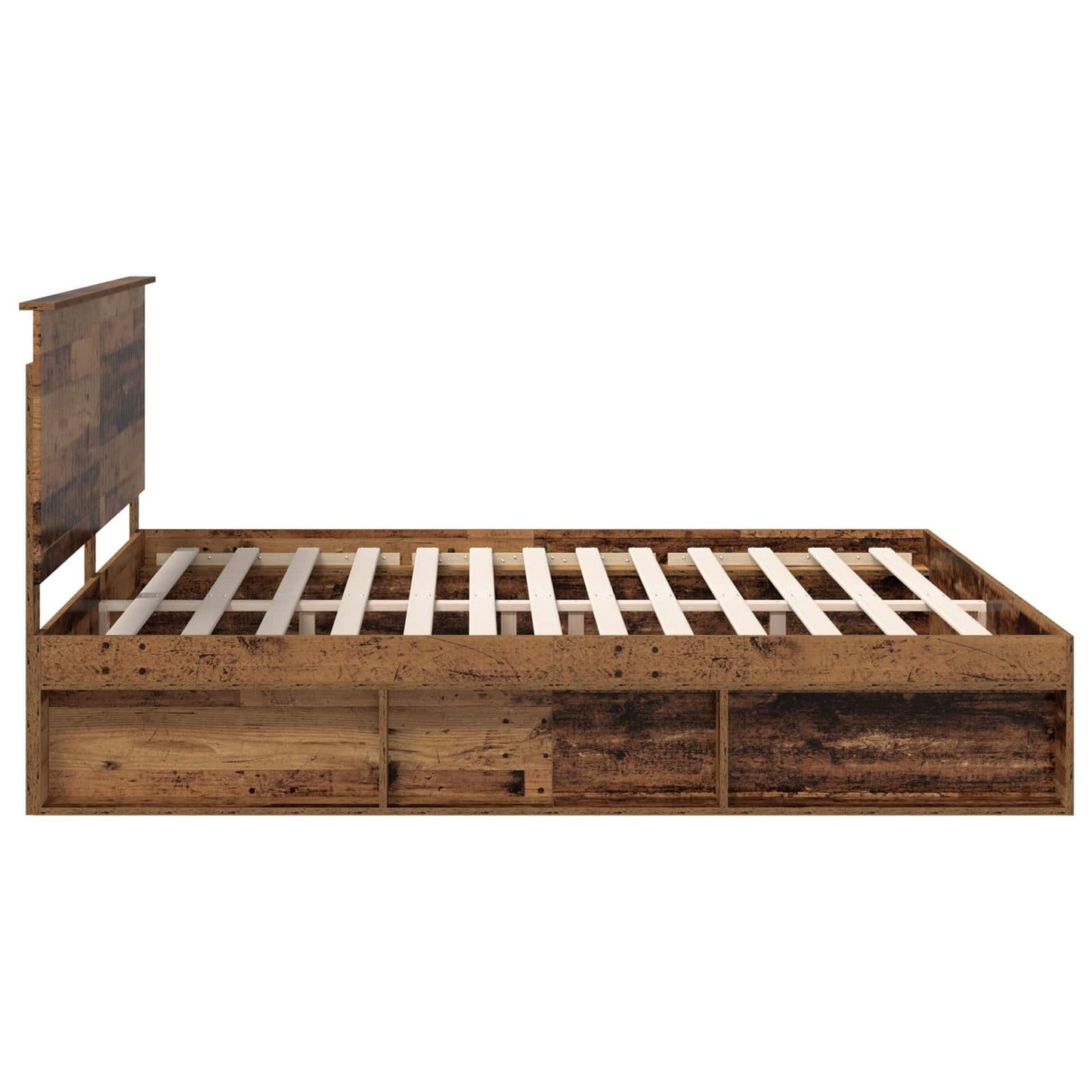 Bed Frame with Headboard Old Wood 200 x 200 cm Solid Pine Wood