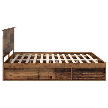 Bed Frame with Headboard Old Wood 200 x 200 cm Solid Pine Wood