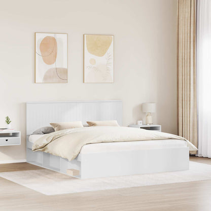 Bed Frame with Headboard White 180 x 200 cm Solid Pine Wood