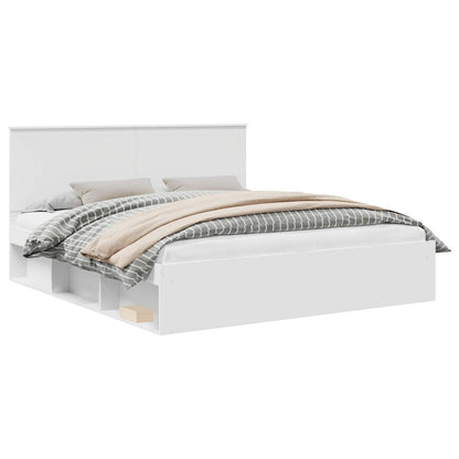 Bed Frame with Headboard White 180 x 200 cm Solid Pine Wood