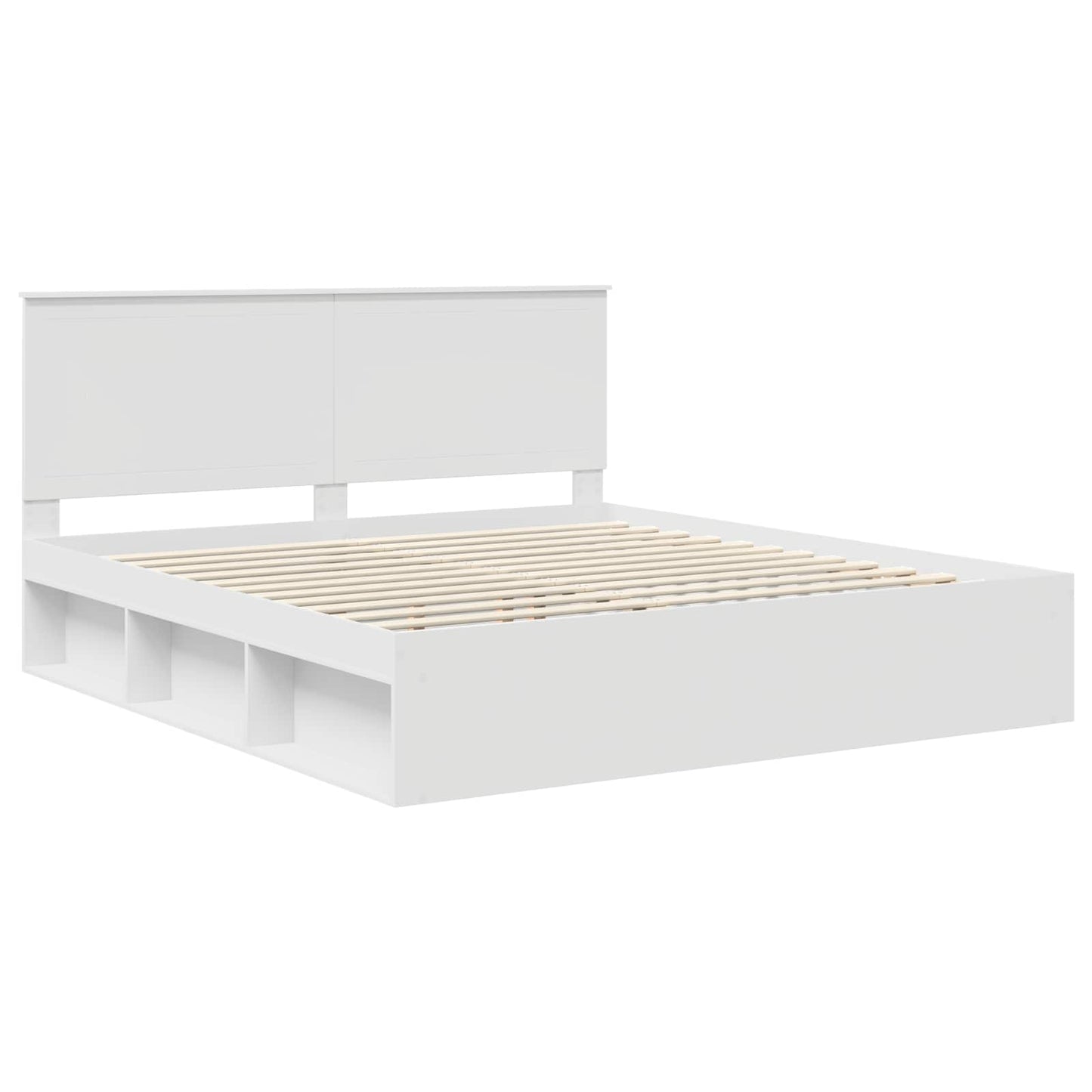 Bed Frame with Headboard White 180 x 200 cm Solid Pine Wood
