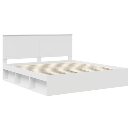 Bed Frame with Headboard White 180 x 200 cm Solid Pine Wood
