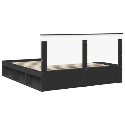 Bed Frame with Headboard Black 180 x 200 cm Solid Pine Wood