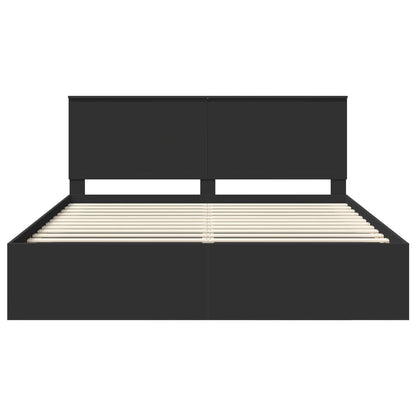 Bed Frame with Headboard Black 180 x 200 cm Solid Pine Wood