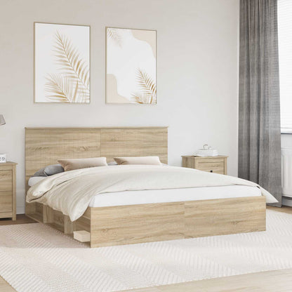 Bed Frame with Headboard Sonoma 180 x 200 cm Solid Pine Wood