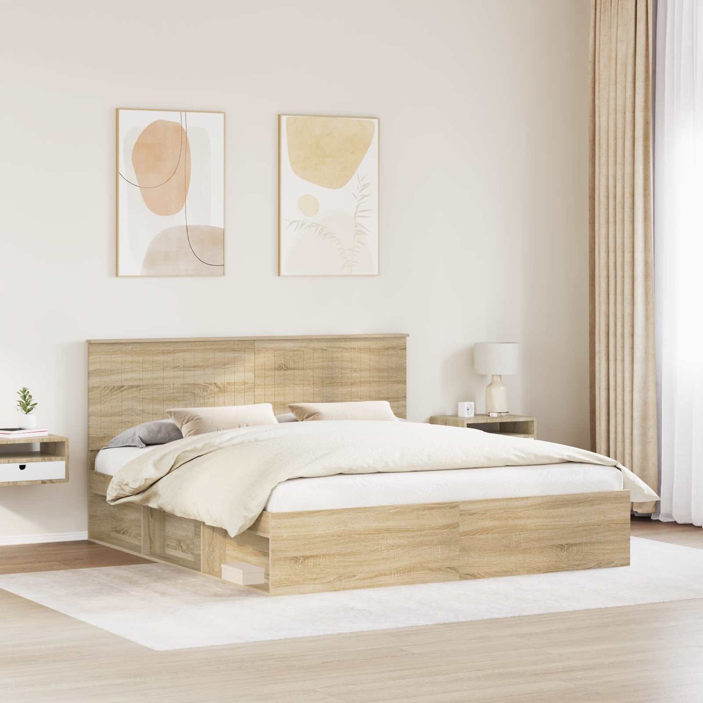 Bed Frame with Headboard Sonoma 180 x 200 cm Solid Pine Wood