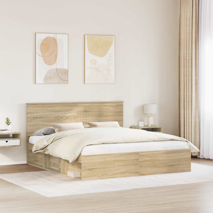 Bed Frame with Headboard Sonoma 180 x 200 cm Solid Pine Wood