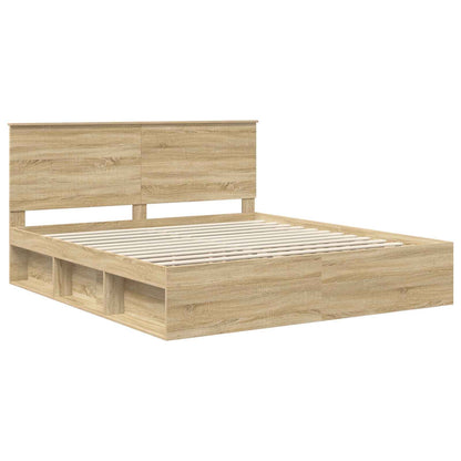 Bed Frame with Headboard Sonoma 180 x 200 cm Solid Pine Wood