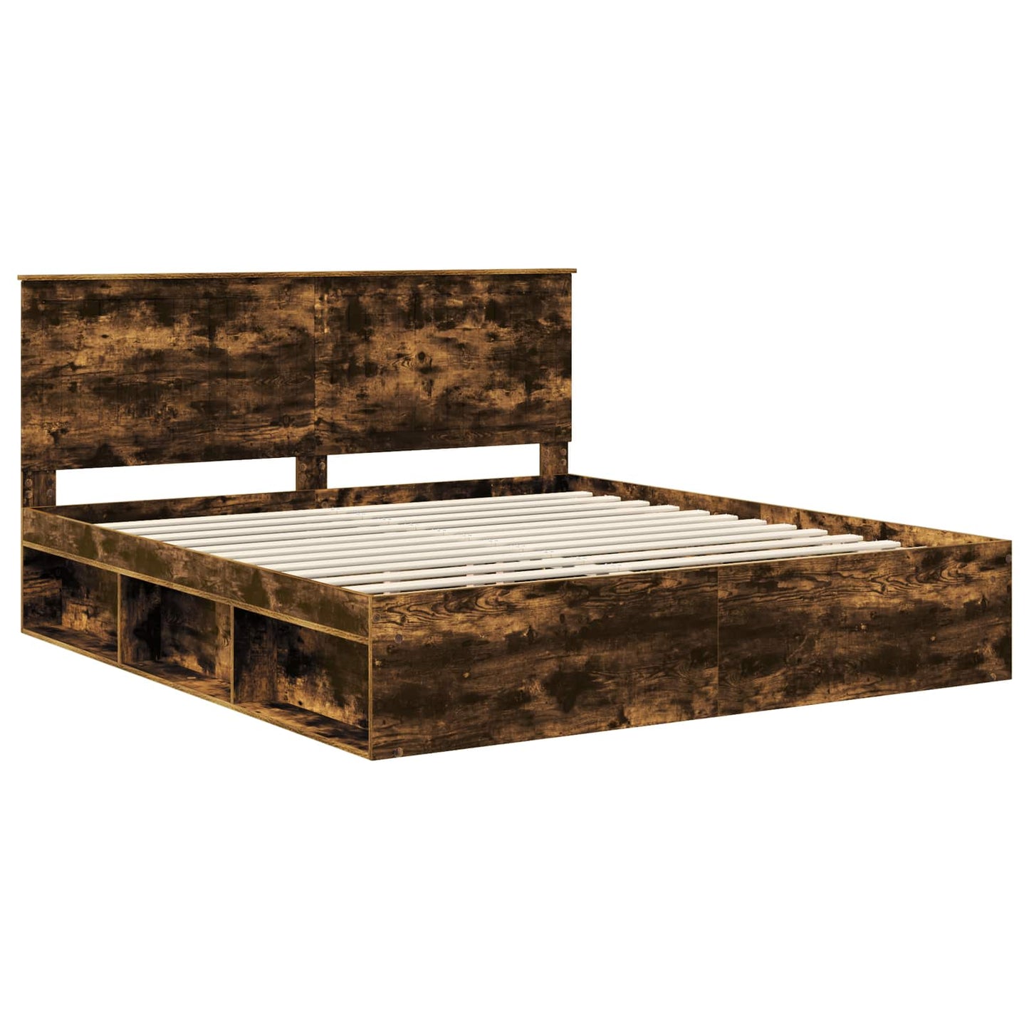 Bed Frame Smoked Oak 180 x 200 cm Solid Pine Wood