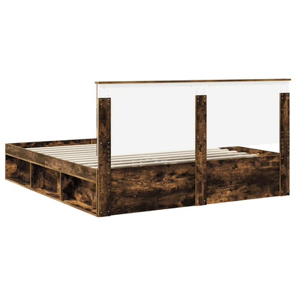 Bed Frame Smoked Oak 180 x 200 cm Solid Pine Wood