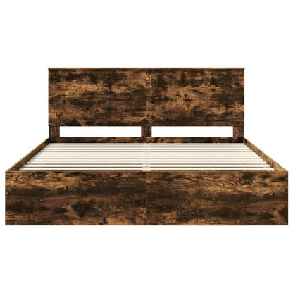 Bed Frame Smoked Oak 180 x 200 cm Solid Pine Wood