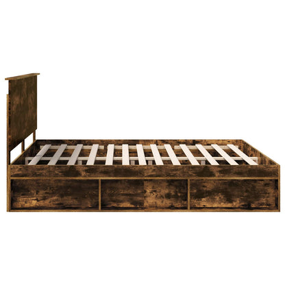 Bed Frame Smoked Oak 180 x 200 cm Solid Pine Wood