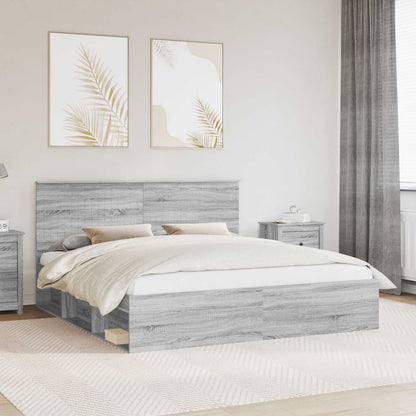 Bed Frame Grey Sonoma 180 x 200 cm Solid Pine Wood