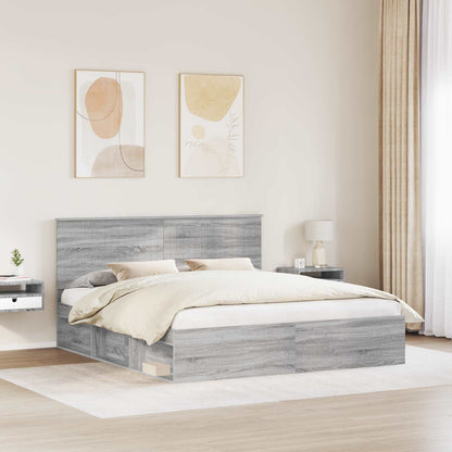 Bed Frame Grey Sonoma 180 x 200 cm Solid Pine Wood