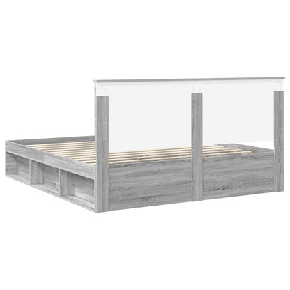 Bed Frame Grey Sonoma 180 x 200 cm Solid Pine Wood