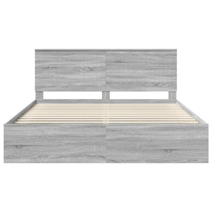 Bed Frame Grey Sonoma 180 x 200 cm Solid Pine Wood