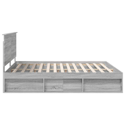 Bed Frame Grey Sonoma 180 x 200 cm Solid Pine Wood