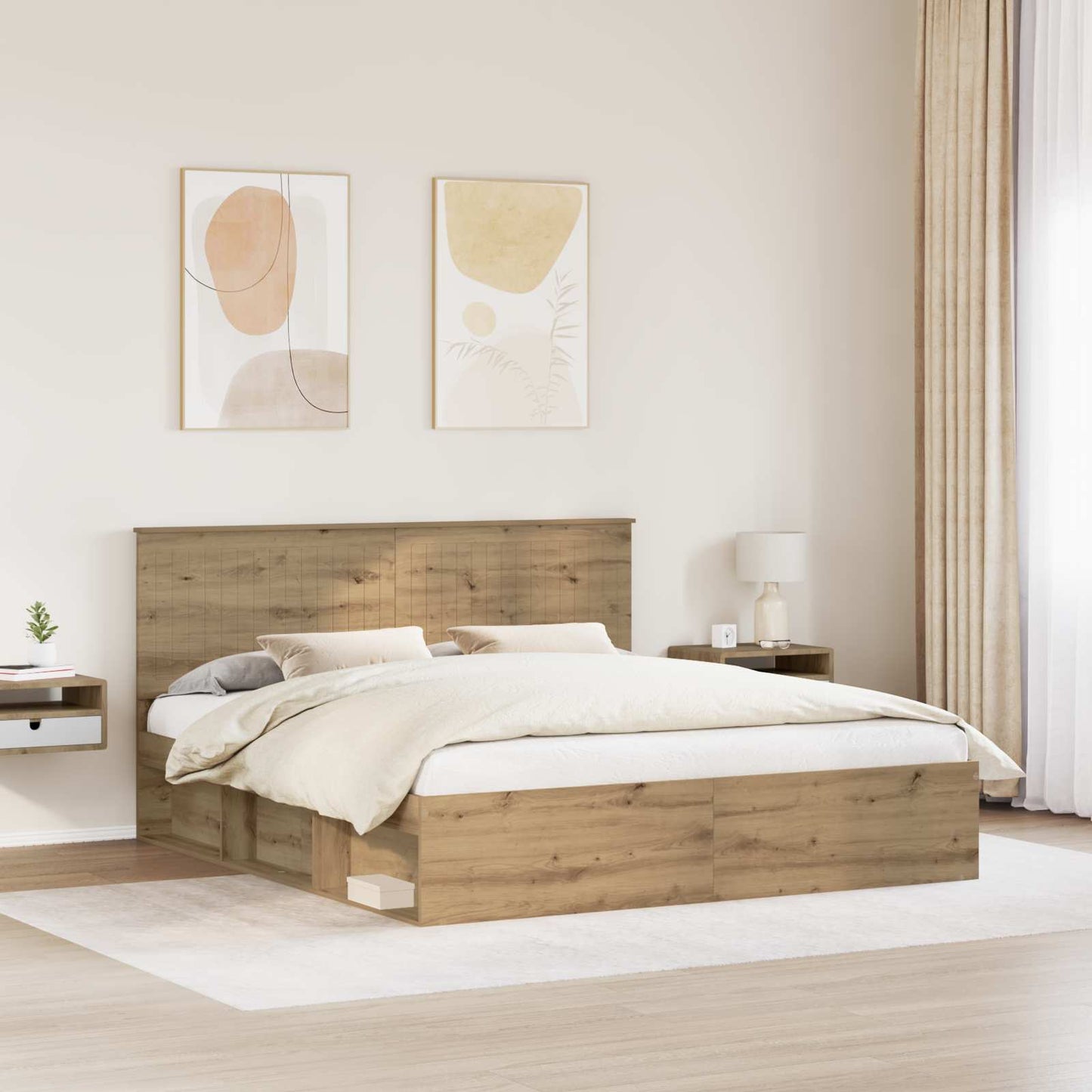 Bed Frame Artisian Oak 180 x 200 cm Solid Pine Wood