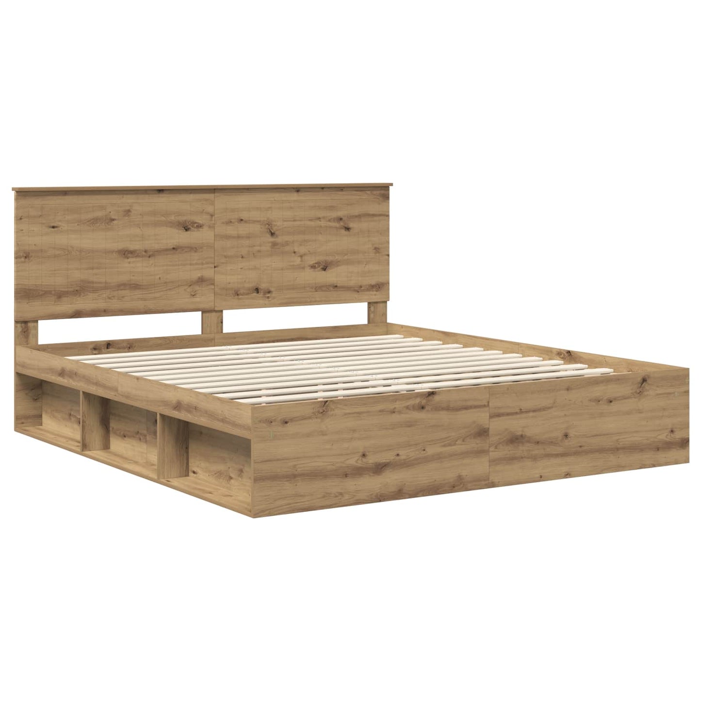 Bed Frame Artisian Oak 180 x 200 cm Solid Pine Wood