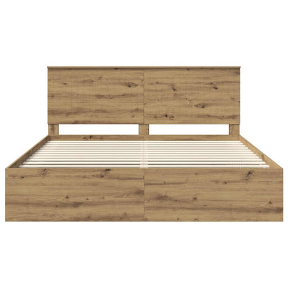 Bed Frame Artisian Oak 180 x 200 cm Solid Pine Wood