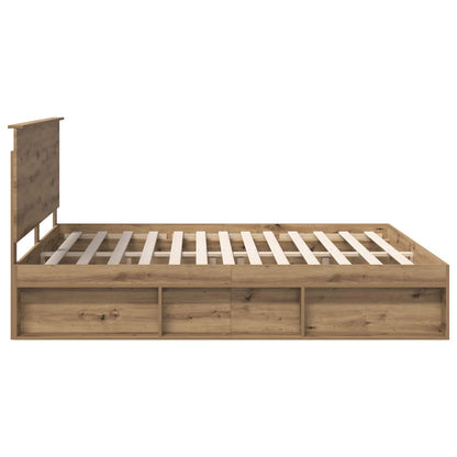 Bed Frame Artisian Oak 180 x 200 cm Solid Pine Wood