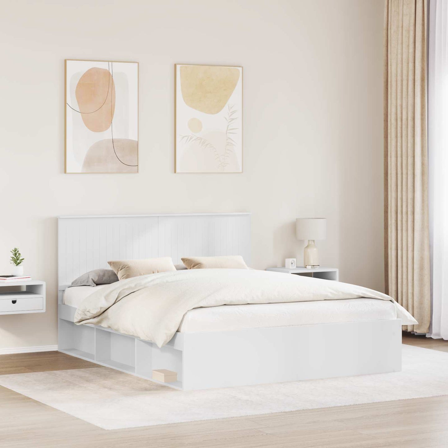 Bed Frame with Headboard White 160 x 200 cm Solid Pine Wood