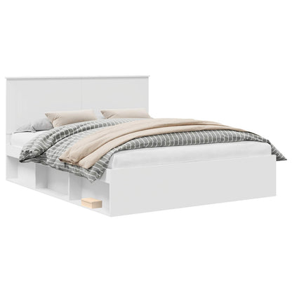 Bed Frame with Headboard White 160 x 200 cm Solid Pine Wood