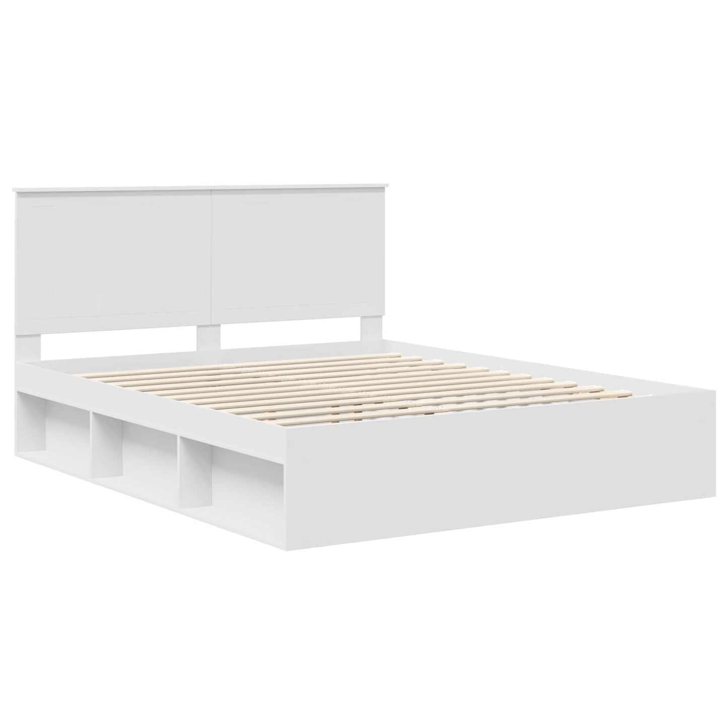 Bed Frame with Headboard White 160 x 200 cm Solid Pine Wood