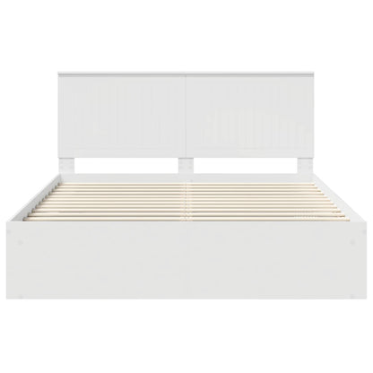 Bed Frame with Headboard White 160 x 200 cm Solid Pine Wood