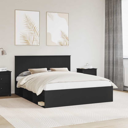 Bed Frame with Headboard Black 160 x 200 cm Solid Pine Wood