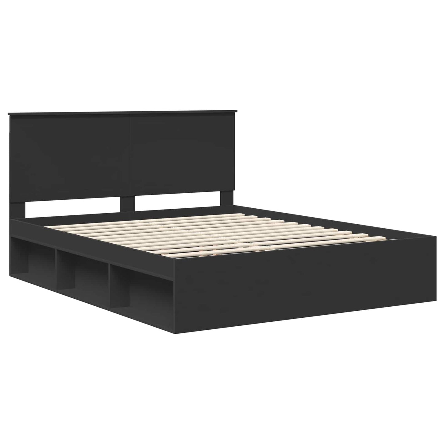 Bed Frame with Headboard Black 160 x 200 cm Solid Pine Wood