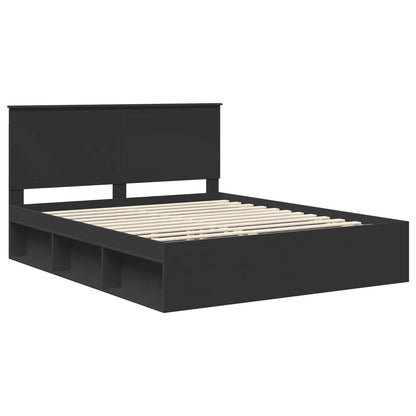 Bed Frame with Headboard Black 160 x 200 cm Solid Pine Wood