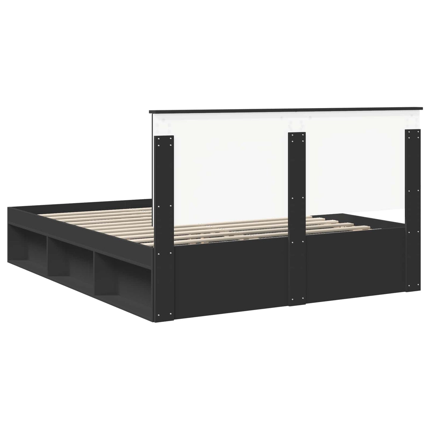 Bed Frame with Headboard Black 160 x 200 cm Solid Pine Wood