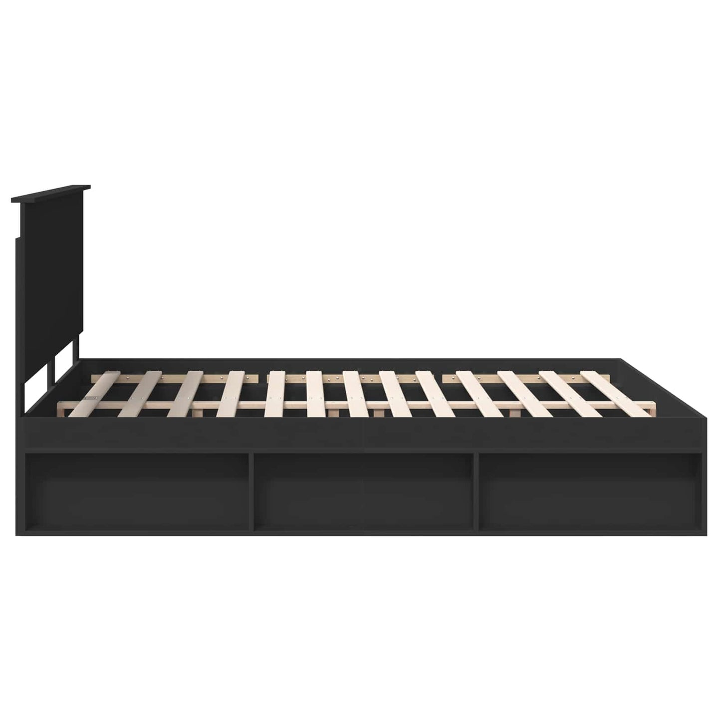 Bed Frame with Headboard Black 160 x 200 cm Solid Pine Wood