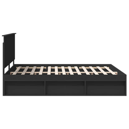 Bed Frame with Headboard Black 160 x 200 cm Solid Pine Wood