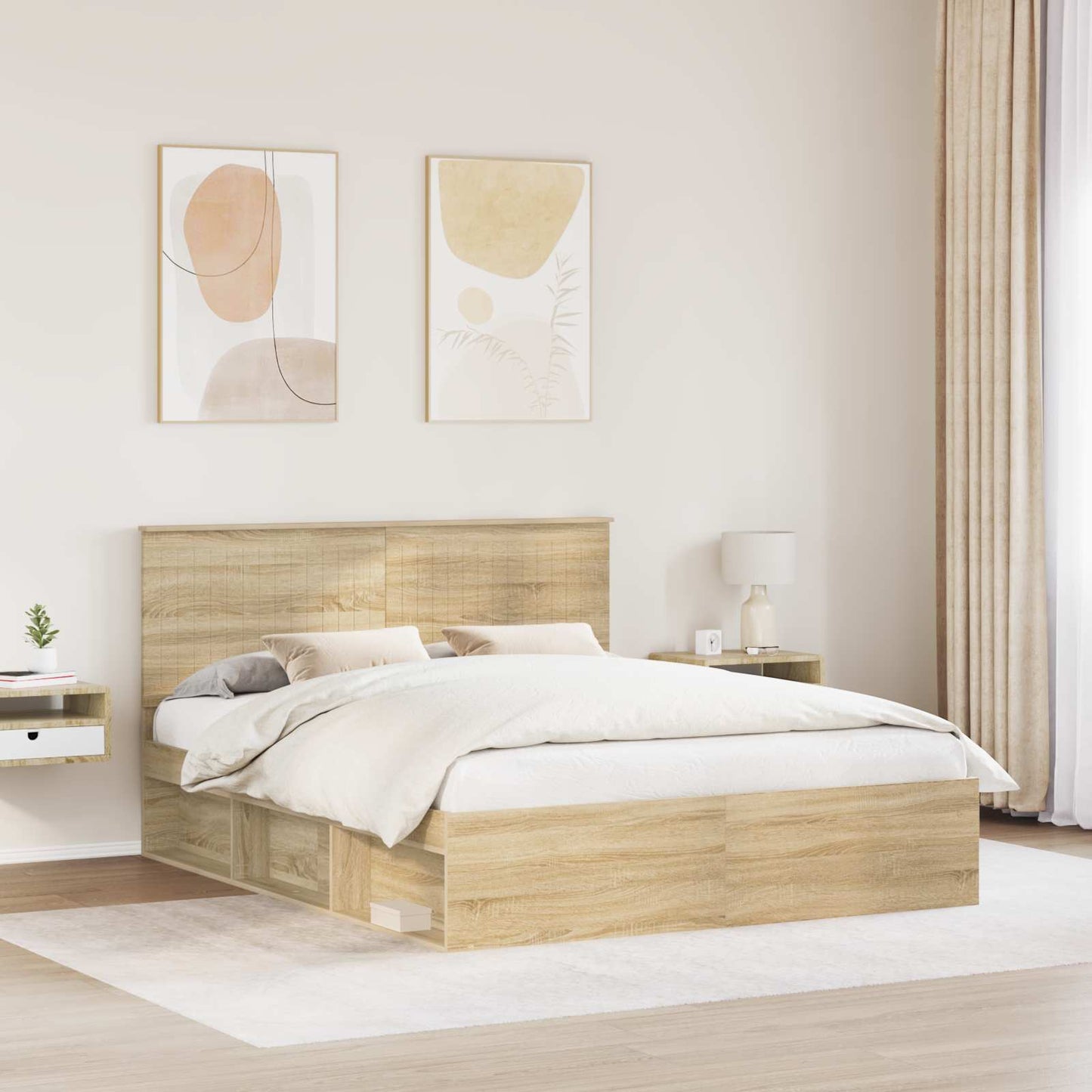 Bed Frame with Headboard Sonoma 160 x 200 cm Solid Pine Wood