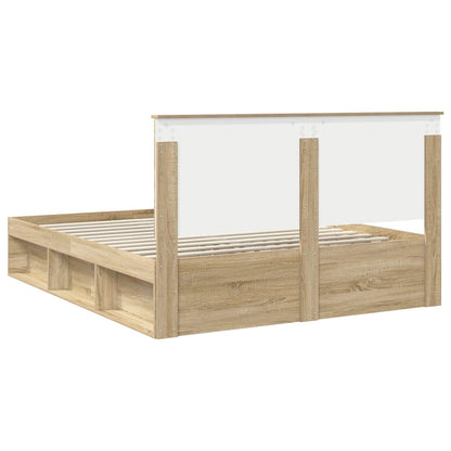 Bed Frame with Headboard Sonoma 160 x 200 cm Solid Pine Wood