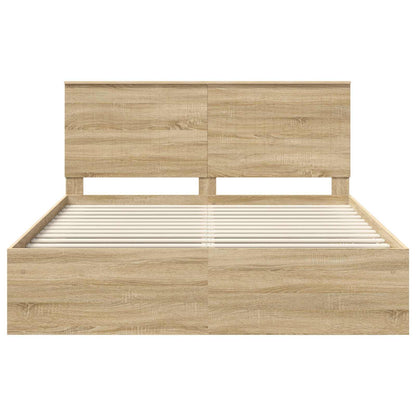 Bed Frame with Headboard Sonoma 160 x 200 cm Solid Pine Wood