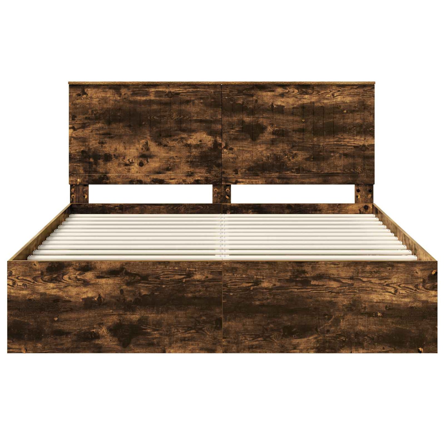 Bed Frame Smoked Oak 160 x 200 cm Solid Pine Wood