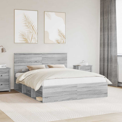 Bed Frame Grey Sonoma 160 x 200 cm Solid Pine Wood