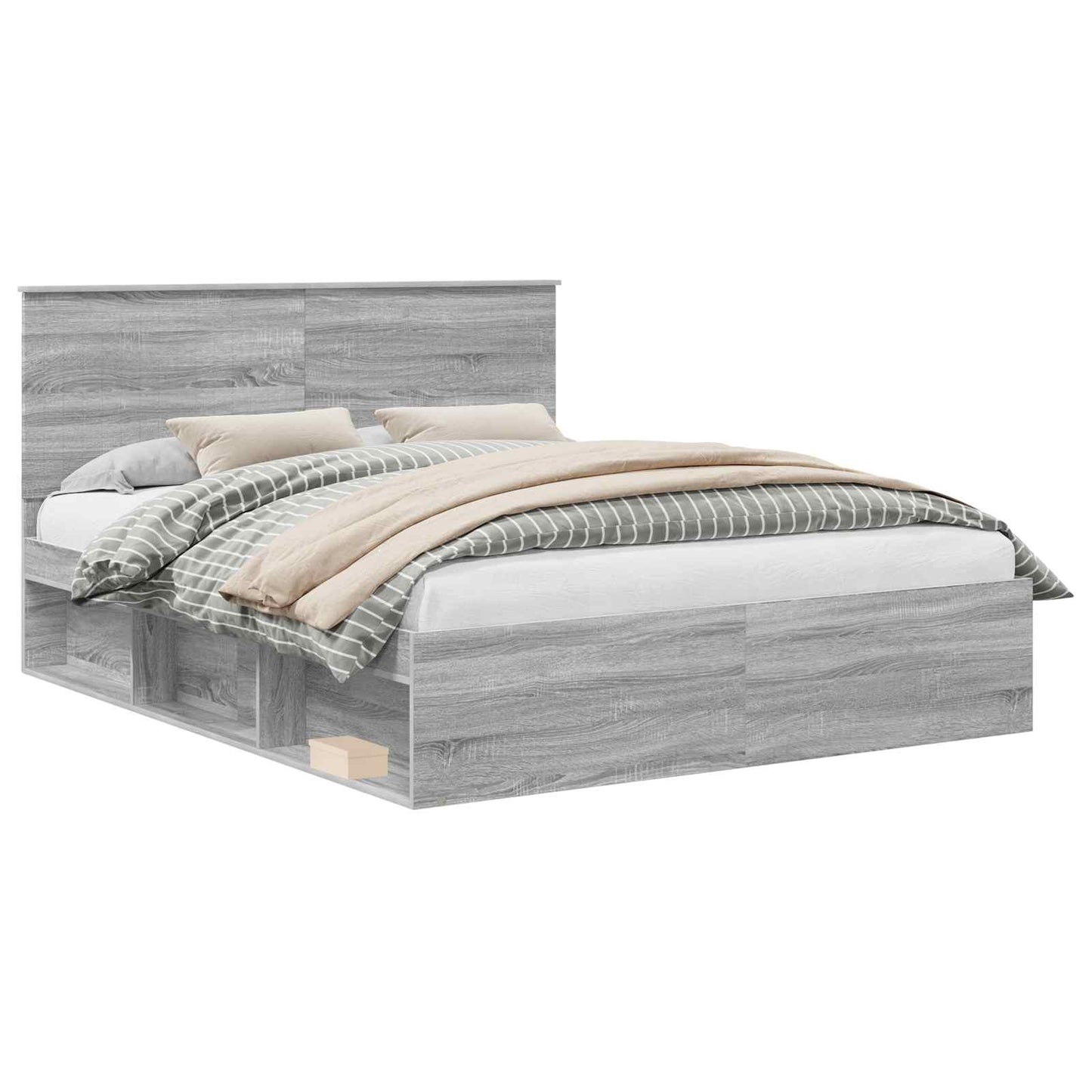 Bed Frame Grey Sonoma 160 x 200 cm Solid Pine Wood