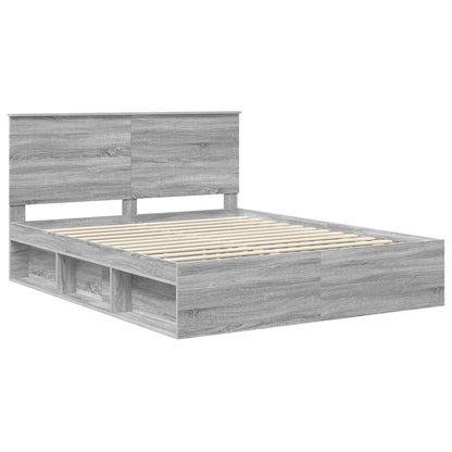 Bed Frame Grey Sonoma 160 x 200 cm Solid Pine Wood