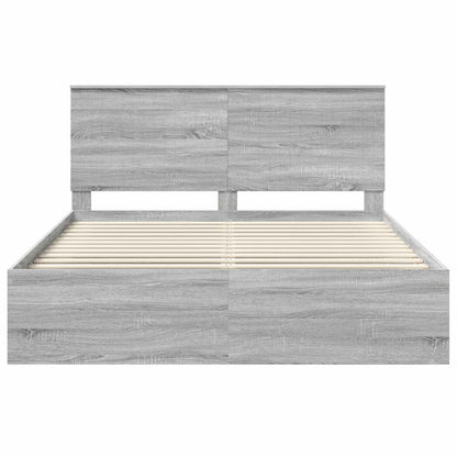 Bed Frame Grey Sonoma 160 x 200 cm Solid Pine Wood