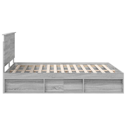 Bed Frame Grey Sonoma 160 x 200 cm Solid Pine Wood