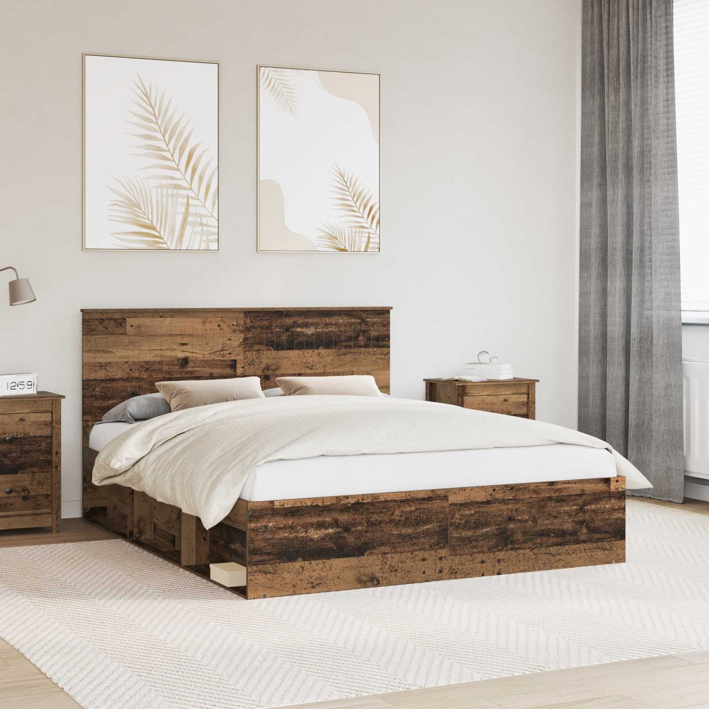 Bed Frame with Headboard Old Wood 160 x 200 cm Solid Pine Wood