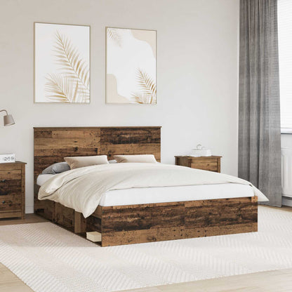 Bed Frame with Headboard Old Wood 160 x 200 cm Solid Pine Wood