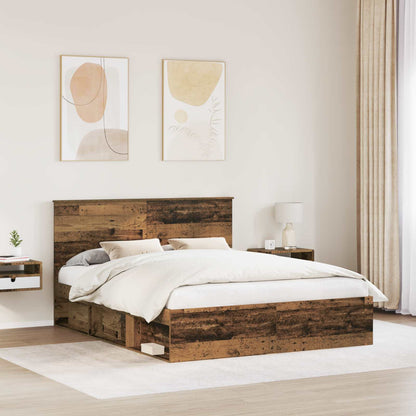 Bed Frame with Headboard Old Wood 160 x 200 cm Solid Pine Wood