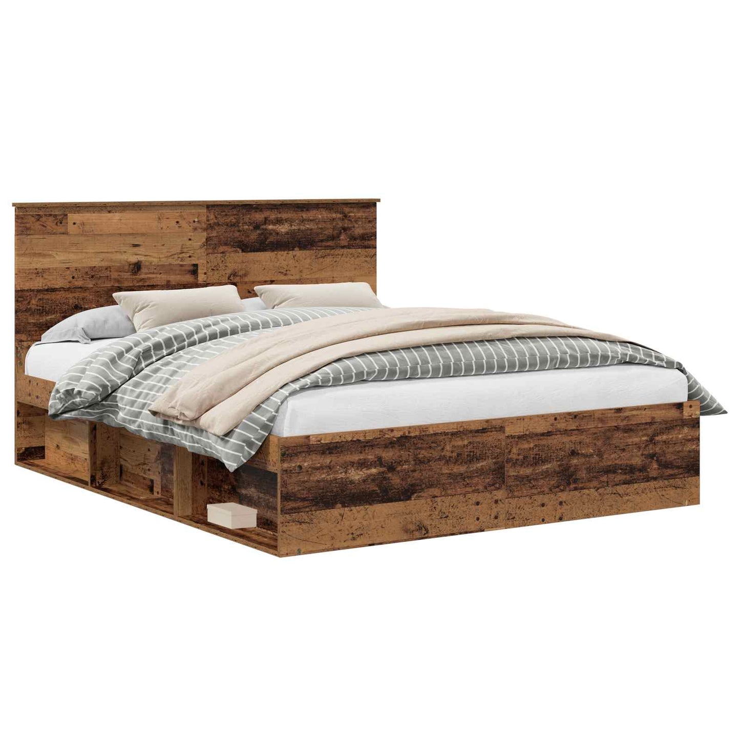 Bed Frame with Headboard Old Wood 160 x 200 cm Solid Pine Wood